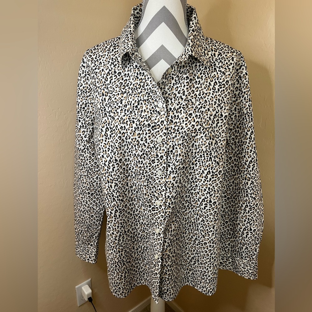 Talbots Animal Print Button-Up Shirt
